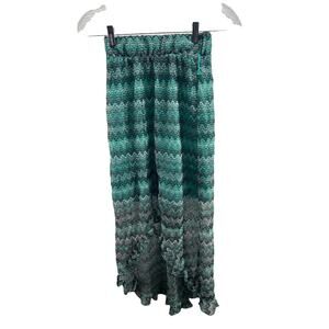 Xhilaration Blue Gray Chevron Striped Knit High Low Skirt Junior's Size XS (1)
